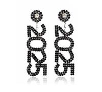 2025 Letters Rhinestone Dangle Earrings Tassel Happy New Year Earrings for Women New Year’s Eve Party Earrings Holiday Festive Jewelry, Cubic Zirconia, No Gemstone