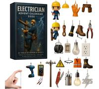 2025 Lineman Advent Calendar - 24 Days Christmas Countdown Calendar Powering Through The Season with 3D Lineman Figurines Christmas Gadget Surprise Gift for Line Workers' Day and Collectors (B)