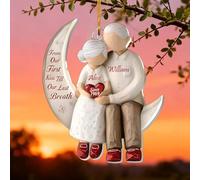 2025 Lovely Personalized Christmas Ornaments for Couples, Custom from Our First Kiss Till Our Last Breath Hanging Ornament for Xmas Tree, Old Couple Ornament Gifts for Him and Her, Parent