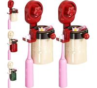 2025 Magnetic No-Drill Toothbrush Holder, Space-Saving Wall Mounted Toothbrush Shelf with Suction Cup, Hanging Toothbrush Cup Holder, Bathroom Punch-free Storage Rack for Family Storage and Hygiene