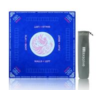 2025 Mahjong Mat, 31.5" x 31.5" Neoprene Mahjong Table Mat with Rules, Anti Slip & Noise Reduction Gaming Mat for Poker, Card, Dominoes, Board & Tile Games, Mahjong Gift with Carrying Bag - Blue