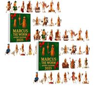 2025 Marcus The Worm Advent Calendar - 24 Unique 2d Acrylic Figurines with Funny Phrases, Meme Themed Calendar 2025, Bizarre Humor Christmas Countdown Décor (2pcs)