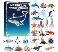 2025 Marine Live Advent Calendar, 24 Ocean Animal Ornaments for Christmas Tree, Marine Life Themed Holiday Countdown Calendar Gift for Families, Ocean Lovers,1Pcs