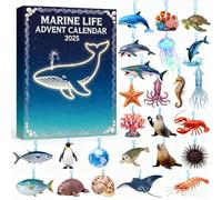 2025 Marine Live Advent Calendar: Ocean Themed Holiday Countdown with 24 Adorable Sea Creature Decorations, Handmade Collectible Ornaments, Ocean Science Gift for Ocean Lovers