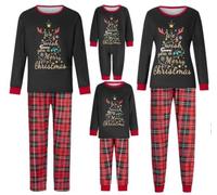 2025 Matching Family Christmas Pyjamas Homewear Sets for Winter - Funny Unisex Xmas Sleepwear, Couples' Pyjamas, Parent-Child Pyjamas with Christmas Tree Pattern (#A03 Black, 9-12 M)