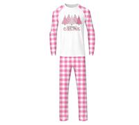 2025 Matching Long Sleeve Shirts and Pyjama Bottoms for Family, Printed, Two-Piece Loungewear for the Holidays and Christmas (Dad), pink, S