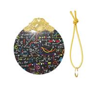 2025 Math Formula Print Christmas Metal Buckle Glass Round Pendant Ornaments,Xmas Tree Decoration