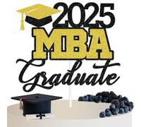2025 MBA Graduate Cake Topper, Congrats MBA Masters Degree Cake Topper for Glittery Class of 2025 Happy Graduation Party Decorations