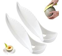 2025 Melon Cutting Tool, Cantaloupe & Watermelon Slicer with Serrated Blade, Easy Grip Handle, Quick Fruit Divider, Seed Remover, Kitchen Gadget, Dishwasher Safe (White*2pc)