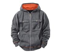 2025 Men's Casual Jackets Hooded Fleece Lined Zip Up Outerwear Slim Fit Lightweight Warm Winter Coat with Pockets for Daily Wear Jacket Winter (Dark Gray, M)