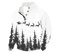 2025 Men's Christmas Sweatshirt, without Hood, Long Sleeve, Mao Collar, Casual, Loose, Sportwear, Chic and Elegant, All-Purpose Print, Comfortable, Autumn, Winter, Temperament, Top for Christmas