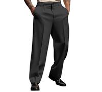 2025 Men's Cold Weather Joggers with Zipper Pocket Men's Formal Slanted Pocket Straight Tube Solid Color Comfortable and Breathable Outdoor Daily Outdoor Fashion Pants Dinosaur Tail (Black, XL)