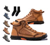 2025 Men's Comfortable Handmade Leather Boots, Waterproof, Arch Support, Spacious Toe Box, Non-Slip,Lightweight Breathable Wear-Resistant (Brown,10)