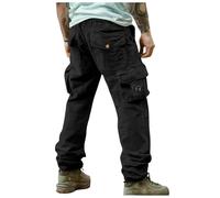 2025 Men's Cotton Cargo Trousers Elastic Waist Solid Color Vintage Style Casual Chic Loose Multi-Pocket Everyday Comfortable Versatile Sport Pant for Hiking