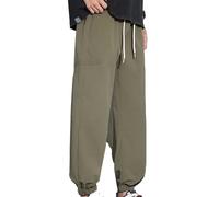 2025 Men's Elastic Waist Sports Trousers Palazzo Casual Solid Color Loose Comfortable Thin Quick Dry Versatile Chic Large Size Straight Pant for Jogging