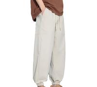 2025 Men's Elastic Waist Sports Trousers Palazzo Casual Solid Color Loose Comfortable Thin Quick Dry Versatile Chic Large Size Straight Pant for Jogging