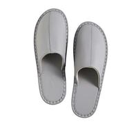 2025 Men's Genuine Leather Closed Toe Slippers Women's Soft Lightweight Indoor Mules Comfort Non-Slip Couple House Shoes For Bedroom Living Room Guests Visitor(Grey,37/38 EU)