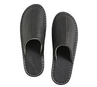 2025 Men's Genuine Leather Closed Toe Slippers Women's Soft Lightweight Indoor Mules Comfort Non-Slip Couple House Shoes For Bedroom Living Room Guests Visitor(Dark brown,39/40 EU)