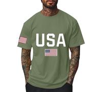 2025 Men's Independence Day Happy 4th of July T-Shirt USA Vintage Streetwear Cotton Print Tops Shirt Men's Sports Shirts Crew Neck Short Sleeve Summer T-Shirt, Mint green, 5XL