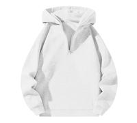 2025 Men's Long-Sleeved Hooded Sweatshirt with Half-Zip Neck, Casual, Solid Colour, Loose, Comfortable, Pullover Chic Everyday Wearable Regular Fit Autumn Hoodie