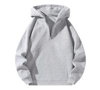 2025 Men's Long-Sleeved Hooded Sweatshirt with Half-Zip Neck, Casual, Solid Colour, Loose, Comfortable, Pullover Chic Everyday Wearable Regular Fit Autumn Hoodie