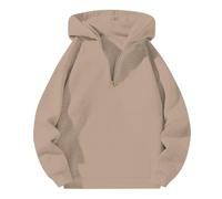 2025 Men's Long-Sleeved Hooded Sweatshirt with Half-Zip Neck, Casual, Solid Colour, Loose, Comfortable, Pullover Chic Everyday Wearable Regular Fit Autumn Hoodie