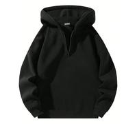 2025 Men's Long-Sleeved Hooded Sweatshirt with Half-Zip Neck, Casual, Solid Colour, Loose, Comfortable, Pullover Chic Everyday Wearable Regular Fit Autumn Hoodie