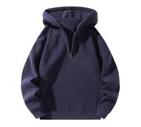 2025 Men's Long-Sleeved Hooded Sweatshirt with Half-Zip Neck, Casual, Solid Colour, Loose, Comfortable, Pullover Chic Everyday Wearable Regular Fit Autumn Hoodie