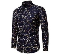 2025 Men's Printed Shirts Casual Shirt for Men Jackets Long Sleeve Shirt on Shirt Men's Trousers, navy, 3XL