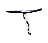 2025 Mens Sexy Underware Men's Solid Color Underwear Pearl Ring Hollow Underwear Thong Lace Romper Lingerie (Black, One Size)