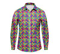2025 - Men's Shirt with Fashion Carnival Print in Plus Size Midnight Blue Shirt Men, Multicoloured, 3XL