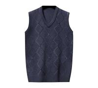 2025 Men's Sleeveless Sweater Large Size - V-Neck Knitted Casual Chic Diamond Check Vest Slim Fit Comfortable Versatile Temperament Sweater Classic Soft Basic Sweater