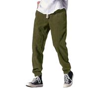 2025 Men's Solid Color Drawstring Waistband Ankle Tied Casual Pants Business Fashionable Comfortable and Loose Pants Bleach for Men (Green, S)