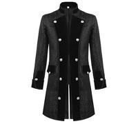 2025 Men's Steampunk Clothing, Gothic Coat, Men's Midi, Medieval Jacket, Retro Victorian Court Frock Coat, Medieval Trench Coat, Theatre Clothing, Nightclub, Party, Halloween Costume