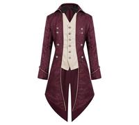 2025 Men's Steampunk Clothing Gothic Tailcoat Long Trendy Green Coat with Buttons Frock Coat Tuxedo 70s Suit Vest Victorian Clothing Fancy Dress Costume