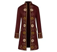 2025 Men's Steampunk Coat, Gothic Jacket, Large Sizes, Medieval Trench Coat, Retro Victorian Court Frock Coat, Elegant Nobleman Tailcoat, Theatre Performance Clothing, Cosplay, Halloween Costume, red