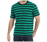 2025 Men's T-Shirt European Colour Block T-Shirt with Stripes in Navy Blue and Stripes for Men Casual Loose Trendy Comfortable Foreign Trade Business Tops Wide, Green, 4XL