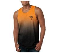 2025 Men's Vest Exercise Swimming Beach Shirt Sleeveless Gradient Shirt Fitness Gym Fitness Training Tops Legal, orange, XXL
