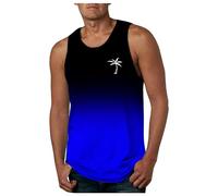 2025 Men's Vest Exercise Swimming Beach Shirt Sleeveless Gradient Shirt Fitness Gym Fitness Training Tops Legal, darkblue, XXL
