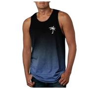 2025 Men's Vest Exercise Swimming Beach Shirt Sleeveless Gradient Shirt Fitness Gym Fitness Training Tops Legal, navy, 3XL