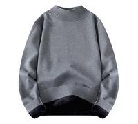 2025 Men's Winter Fleece Lined Pullover Coat Warm Half Turtleneck Knitted Jumper Thermal Thickened Casual Outwear Hunting Clothing Jackets (Dark Grey, XXXXL)