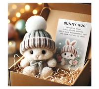 2025 Mini Bunny Hug Cute Easter Gift Plush, Plush Bunny Rabbit with Carrot, Soft Stuffed Animal in Easter Gift Box for Basket Stuffers, Spring Decor and Gifts white