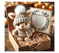 2025 Mini Bunny Hug Cute Easter Gift Plush, Plush Bunny Rabbit with Carrot, Soft Stuffed Animal in Easter Gift Box for Basket Stuffers, Spring Decor and Gifts brown