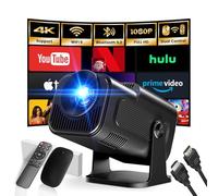 [2025 Model & Built-in Apps] Mini Projector 1080P FHD 4K Support Portable Projector with WiFi and Bluetooth 180° Adjustable Auto Keystone Compatible with TV Stick/Memory Stick/USB/Laptop, Dark