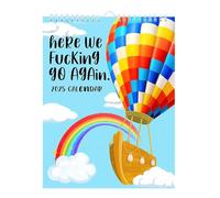 2025 Monthly Wall Calendar, Here We Fu-nking Go Again Calendar 2025, Hot Air Balloons Funny Wall Calendar, Funny Hanging Hot Air Balloons Calendar For Living Room, Kitchen, Work Area, Bedroom