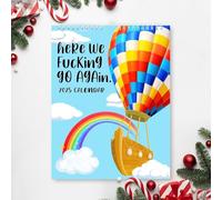 2025 Monthly Wall Calendar, Here We Fu-nking Go Again Calendar, Hot Air Balloons Funny Wall Calendar Decor, New Version-Hot Air Balloon-Here We Fu-cking Go Again For Scheduling & Organizing