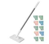 2025 Mop with Pressure Clamping System, Automatic Clamping Cloth, Floor Mop with Reusable Microfibre Cloths, Wet and Dry Mopping Sweeper Stick & Sweeping Cloths for Floor Cleaning