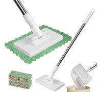 2025 Mop with Pressure Clamping System, No Hand Washing, One Button for Changing, Automatic Clamping Cloth, Floor Mop with Microfibre Cloths (White with 8 Pad)