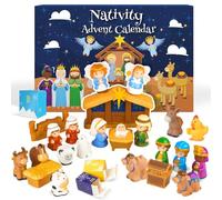 2025 Nativity Christmas Countdown Calendar - 24 Day Jesus Story Advent with 24 Figurines Holy Family Wise Men Angels, Christian Nativity Playset, Religious Xmas Gift Interactive Family Activity Set