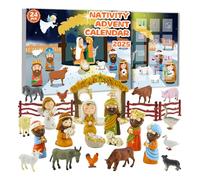 2025 Nativity Christmas Countdown Calendar - 24 Day Jesus Story Advent with 24 Figurines Holy Family Wise Men Angels, Christian Nativity Playset, Religious Xmas Gift Interactive Family Activity Set